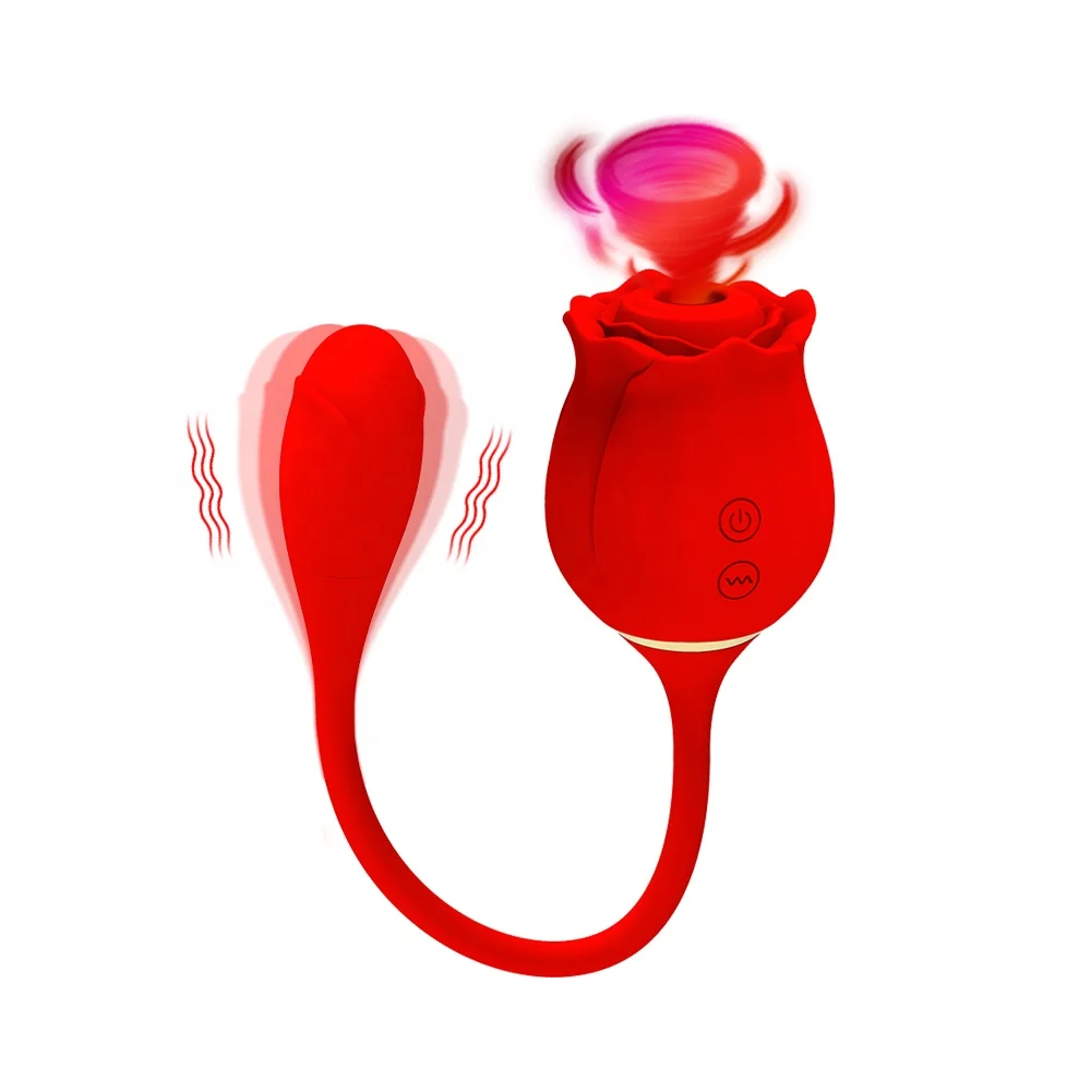 Wholesale 2 in 1 Rose Vibrator Love Egg Rose Flower Rose Suction Vibrator  Vagina Stimulator Rose Vibrator