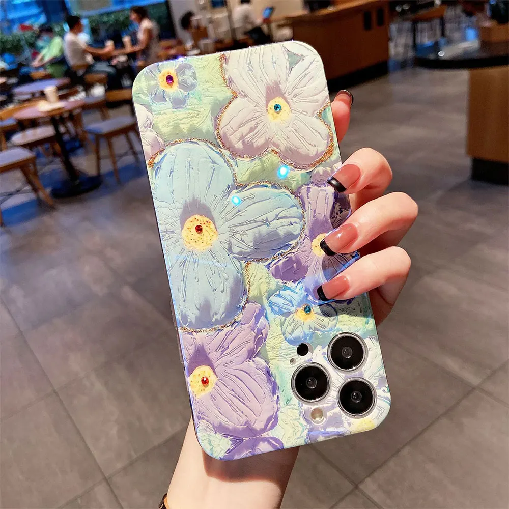 Oil Painting Flower Phone Case For iPhone 15 14 13 12 11 Plus Pro Max Diamond Sjk211 Laudtec supplier