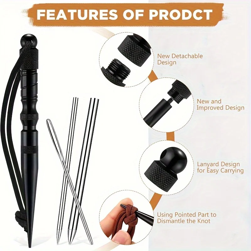 Paracord Tools FID Needle Sets Paracord Stitching Set Stainless Steel Lacing Needles  Marlin Spike for Paracord  Leather Weaving