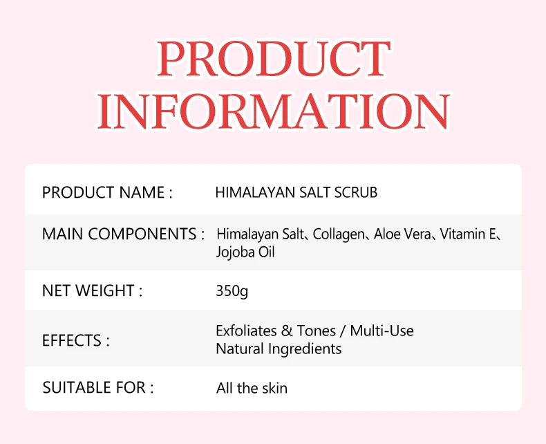 Wholesale Himalayan Salt Scrub With Collagen Vitamin E Moisturizing Delicate Skin Cleaning Exfoliating Face and Body Scrub
