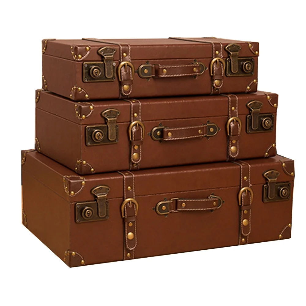 Source In Stock Vintage Leather Handmade Retro Vintage Suitcase Classical  Luggage Old Box Steamer Trunk Luggage (old) on m.