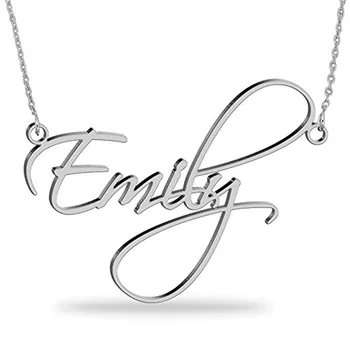 Fashion Gold Silver S925 Sterling Silver Name Plate Necklace Chain Custom Jewelry Diy Custom Personalised Name Necklace