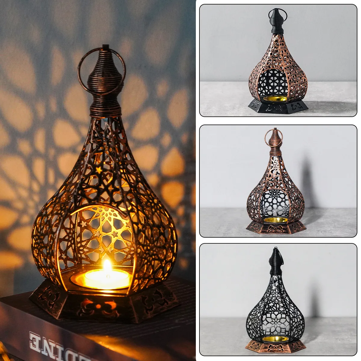 Moroccan-Style Religious Candle Lantern Unique Ethnic Metal Candle Holder for Christmas Home Decoration Spiritual Homes