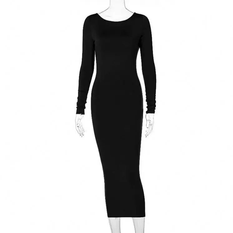 knee length dresses for ladies Black Knit Long Sleeve Collared Midi Dress – AX Paris