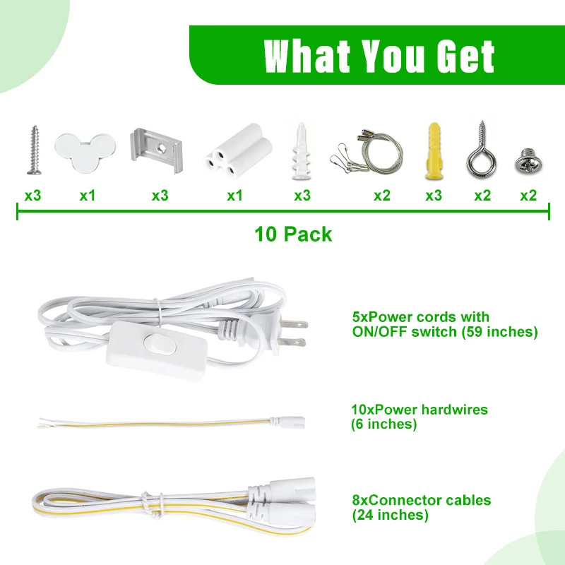 10Pack 8Ft LED Shop Light Fixture 100W 15000 Lumens 5000K Daylight White Clear Warehouse