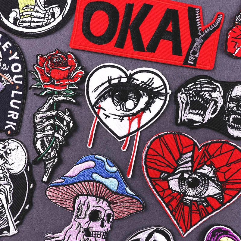 Bulk Custom Punk Style Embroidered Patches for Clothing