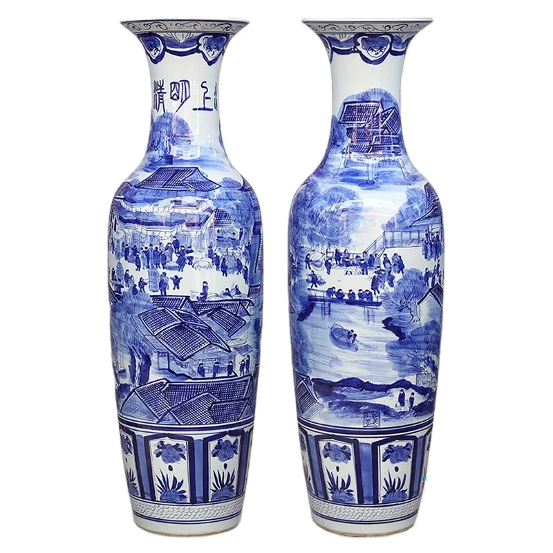 手描き山水画陶器花瓶 mayuvase-