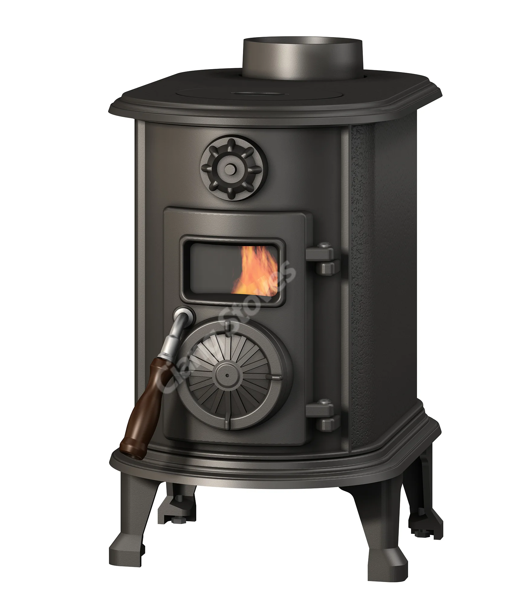 Cast Iron Stove Living Room Indoor Wood Stove Heating Green Smokeless