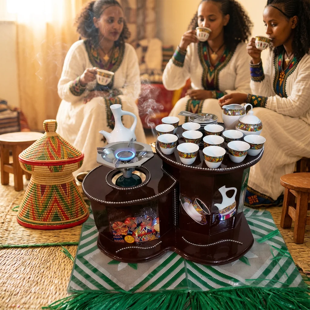 Ethiopia & Eritrea Habesha Wooden Rekebot Coffee Table DS1 - Eco