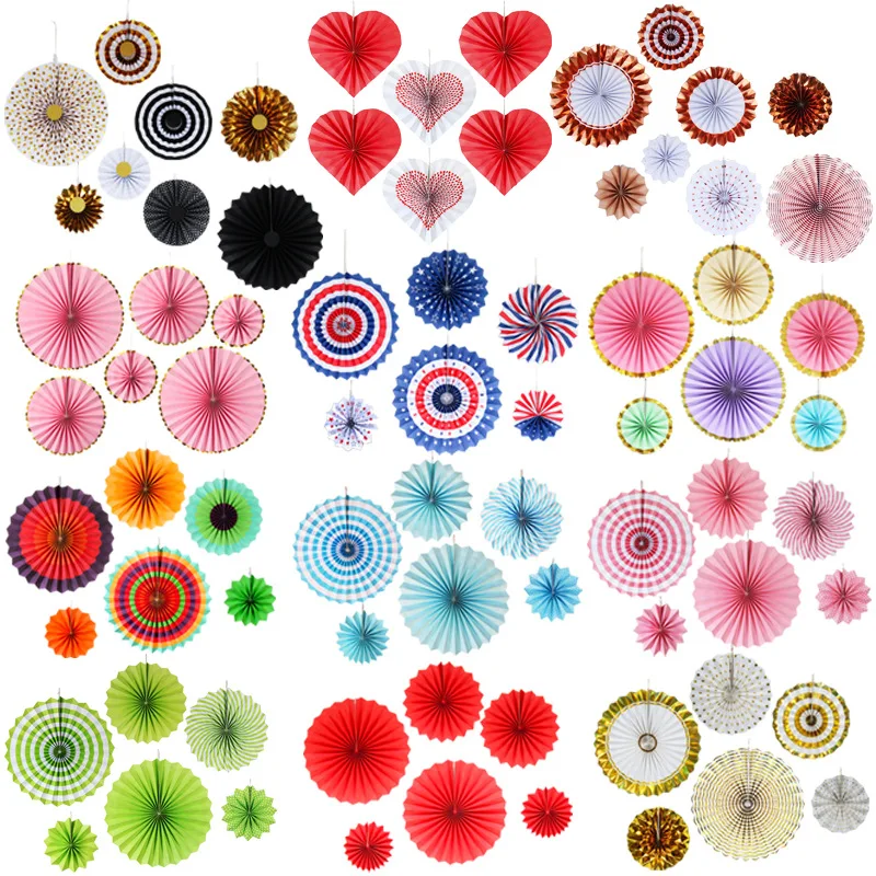 Набор из 6 предметов Настенный Круглый бумажный веер