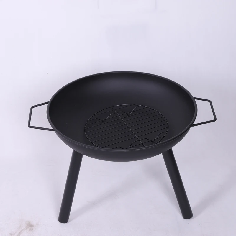 product round black camping outdoor firepit barbecue stove steel portable mini wood burning fire pit charcoal bbq grill-4