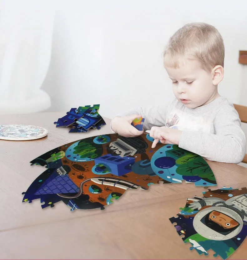 пользовательские мини бумажный пазл игрушка ремни рюкзак ящик пространства круглый головоломки для детей ясельного