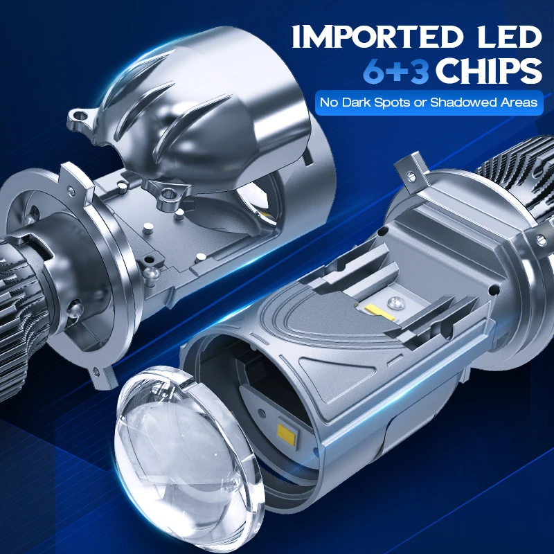 6000K Customized CHIP MINI Small Size Easy to Install H4 Car Headlight Bi Led Projector Lens Cheap P8 110W 8-32V 10000LM 12V