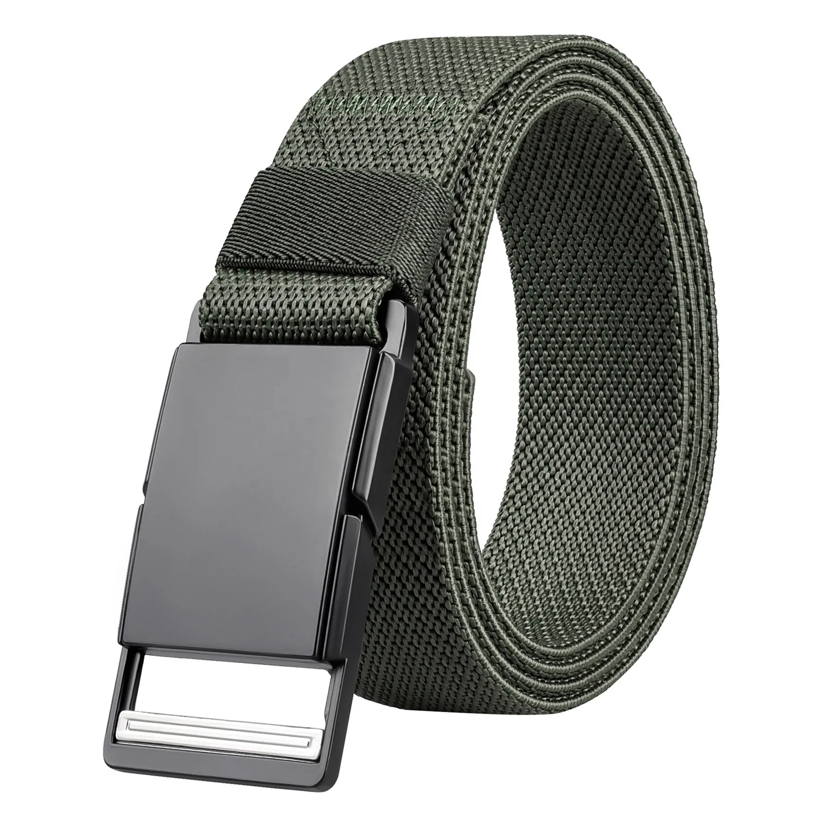 Men's Elastic Webbing Belt With Quick Release Magnetic Metal
