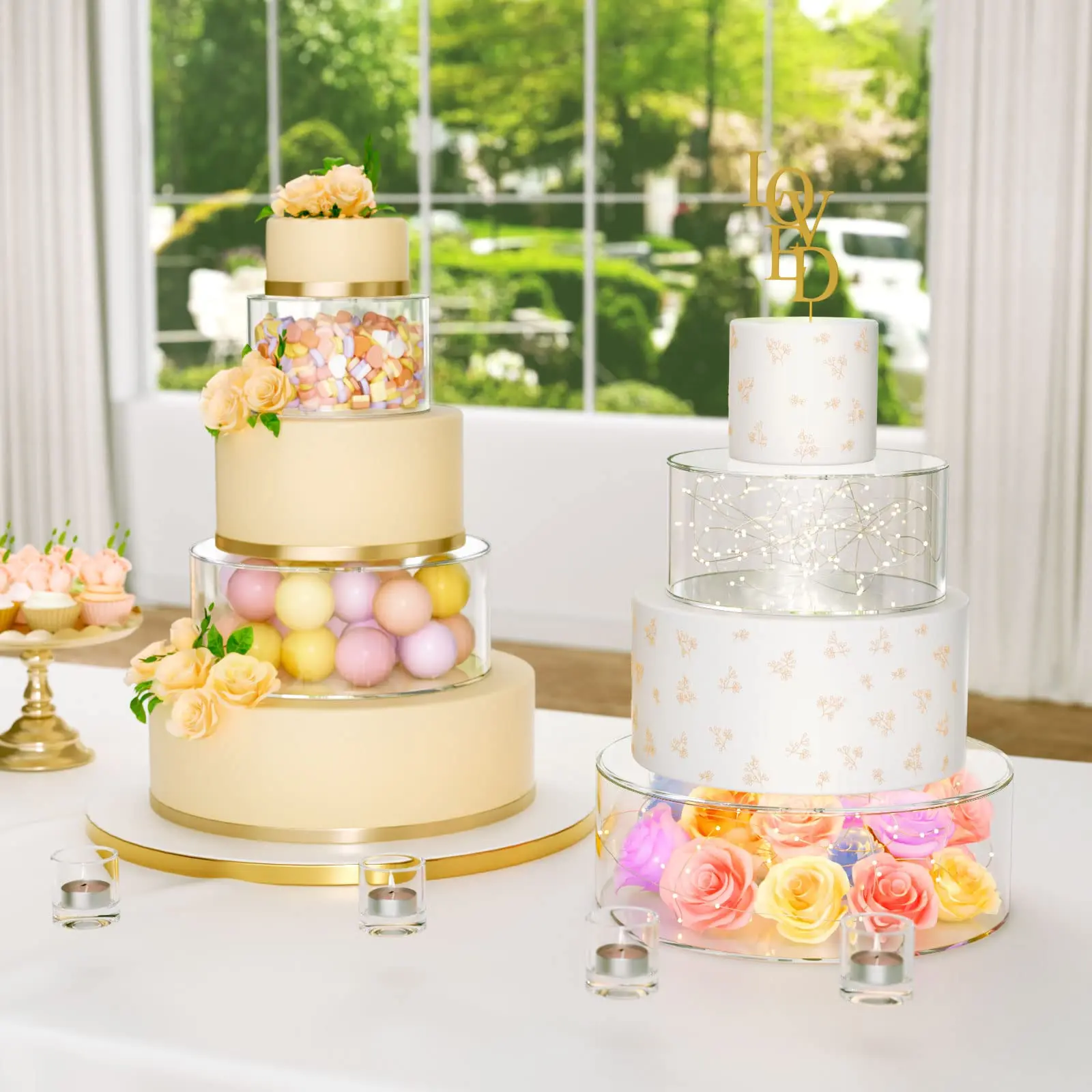 Custom Acrylic Fillable Cake Stand Cake Riser Cake Tier Round Cylinder ...