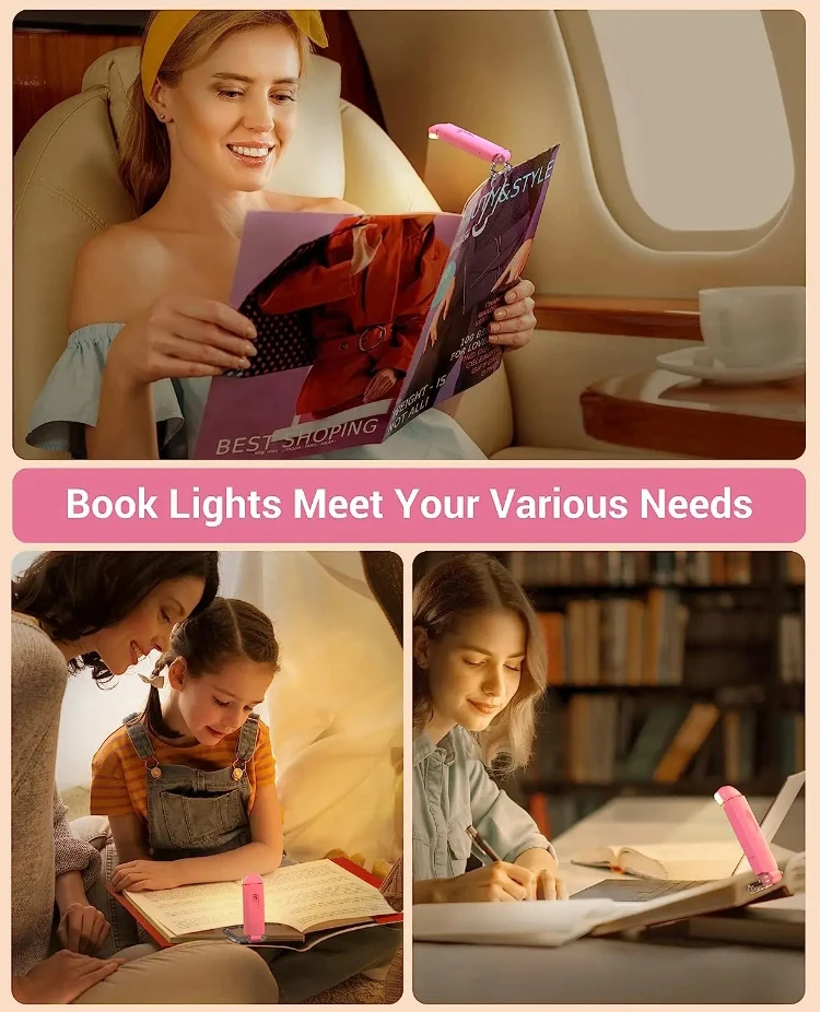 product led usb rechargeable book light ultralight 200mah built in battery silicone adjustable clip on light book light-42