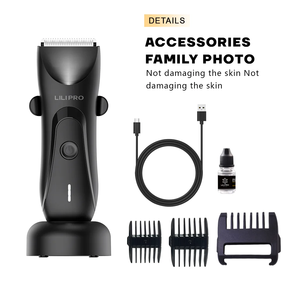 LILIPRO IPX7 Electric Razor 0mm Safe Guard Cordless Grooming Shaver for Sensitive Areas Body Hair Trimmer Mens Hair Clipper