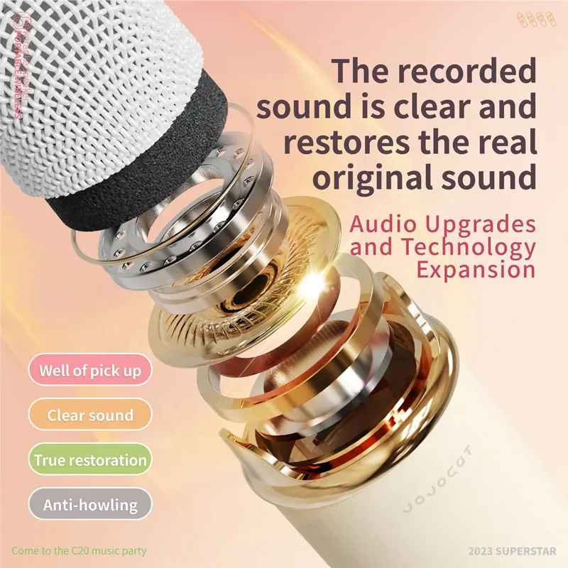 C20 PLUS Mini Android Wireless BT Audio Home Singing Karaoke Microphone Stereo Home KTV Set Smartphone Handsfree Call Speaker