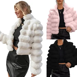 2026 Autumn Winter New Women's Short Faux Fur Slim Fit Vintage Long Sleeve Jacket Shawl Collar Women Artificial Wool Coat