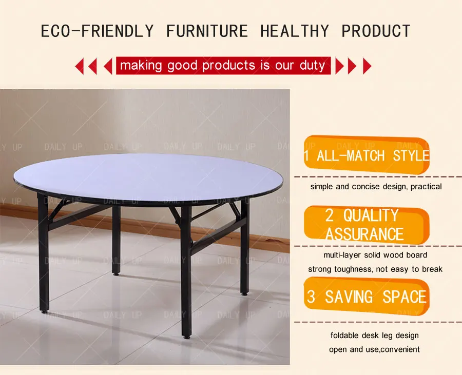 Foldable Dining Desk Solid Wooden Banquet Catering Hotel Round Table Sizes 4 5 6 7ft Hotel Restaurant Dining Hall Wedding Table