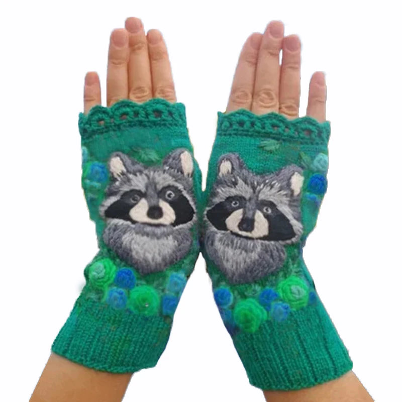 TikTok  Alpaca fleece knitted touch screen warm outdoor windproof plus velvet Korean version of the cute anti-cold gloves