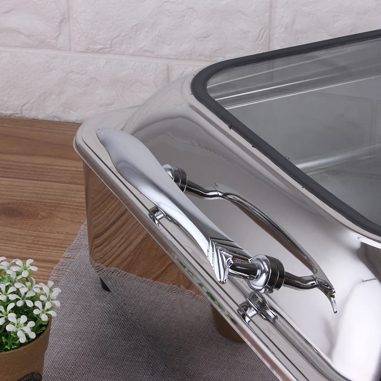 New Design Food Warmer Heater Chafer Dish Buffet Set Restaurant Square Stainless Steel Chafing Dish for Catering_7