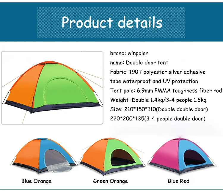 Winpolar Two Person Outdoor Tents Camping Tent Manualain Outdoor