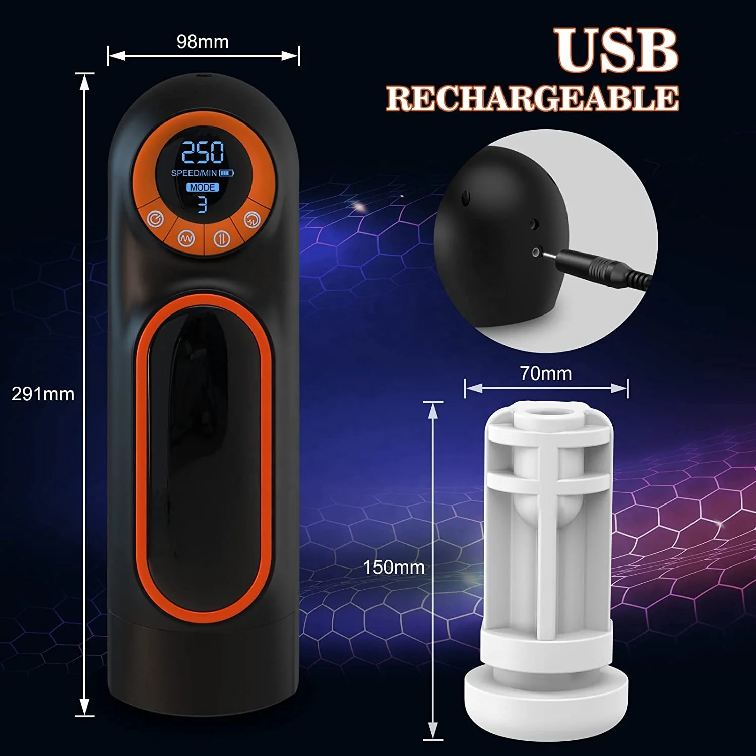 LED Automatic Male Masturbator Cup with Powerful Vibrating & Thrusting Mode Sucking Masturbation Stroker Sex Toys for Men