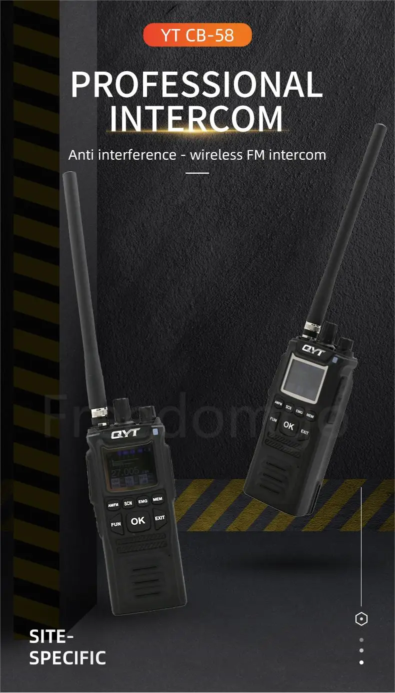 QYT CB-58 CB Wireless Intercom New Two Way Radio 10 Meters AM FM Radio  Hand-held Walkie-talkie Outdoor IPX-1 26.965-27.405mhz 4W