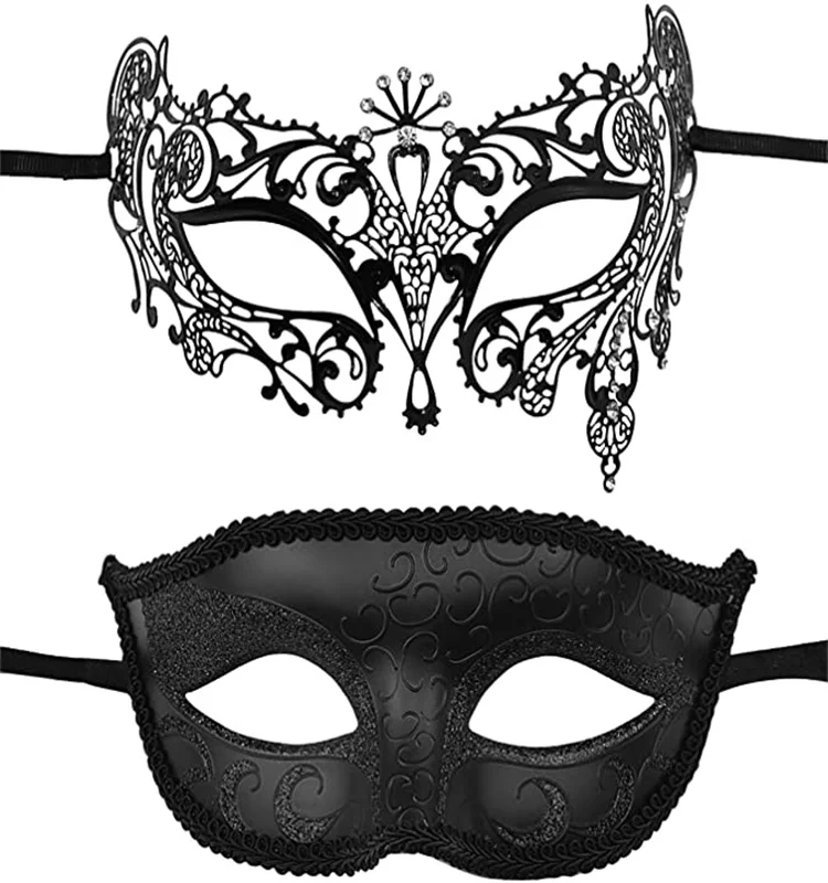 YMHPRIDE Maschera per mascherata per coppie Maschera veneziana con strass Maschera per Mardi Gras Maschera in pizzo per donne Maschera da ballo da ballo Maschera per costume di Halloween 