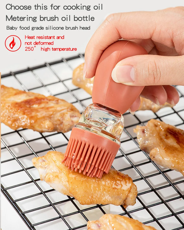 Glass Olive Oil Dispenser Brush 2 In 1 Portable Oil Dispenser Silicone Brush High Quality Oil