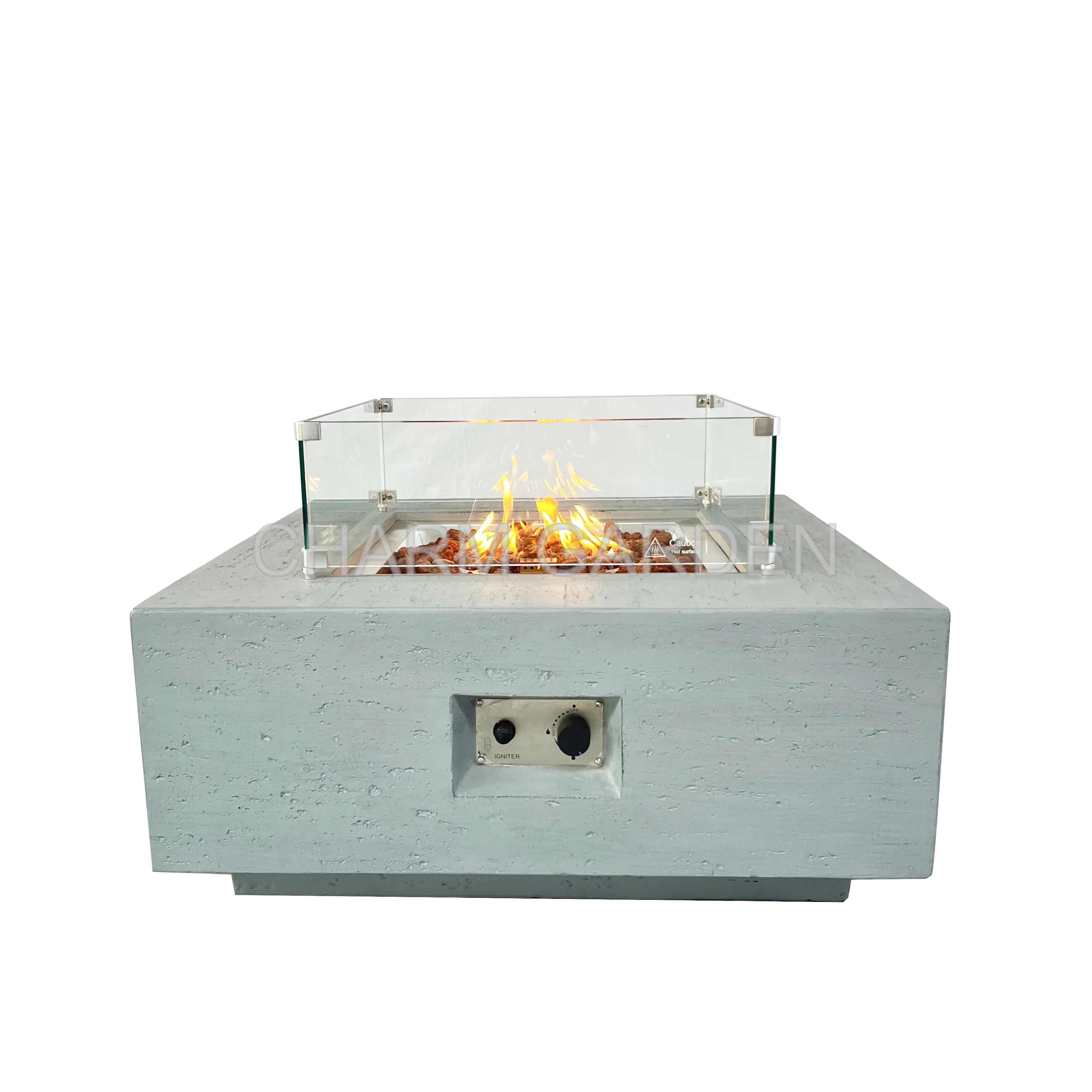 Portable Gas Fire Pit Table in GFRC GRC Concrete Material Used As Outdoor Gas Fire Table
