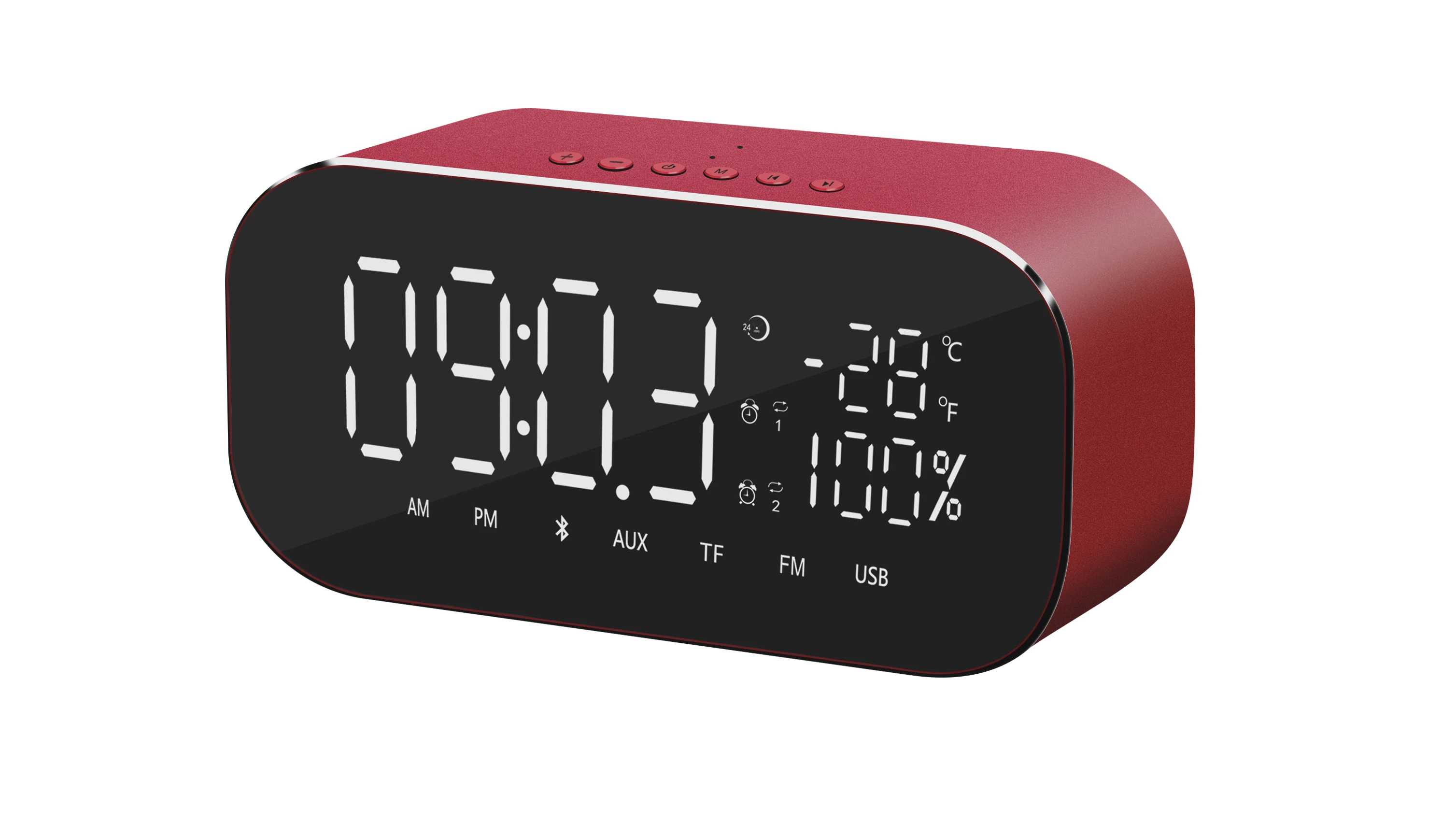 Mini Portable Bluetooth Speaker  Alarm Clock FM Radio Speaker with TF Card and U Disk