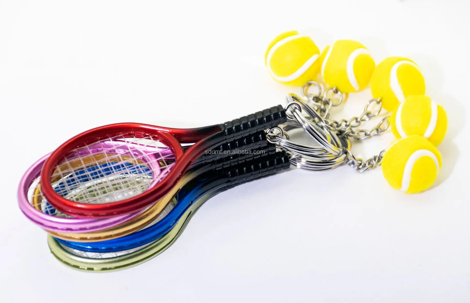 Manufacturer Personalized 3D Metal Tennis Ball Racket Sports Keyrings Keychains Llaveros Custom Tennis Key Chain Key Ring