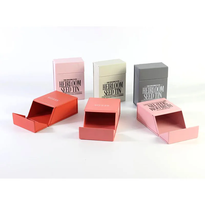 Portable Garden Seed Box Galvanized Iron Metal Seeds Organized Storage Container Flower Classified Storage