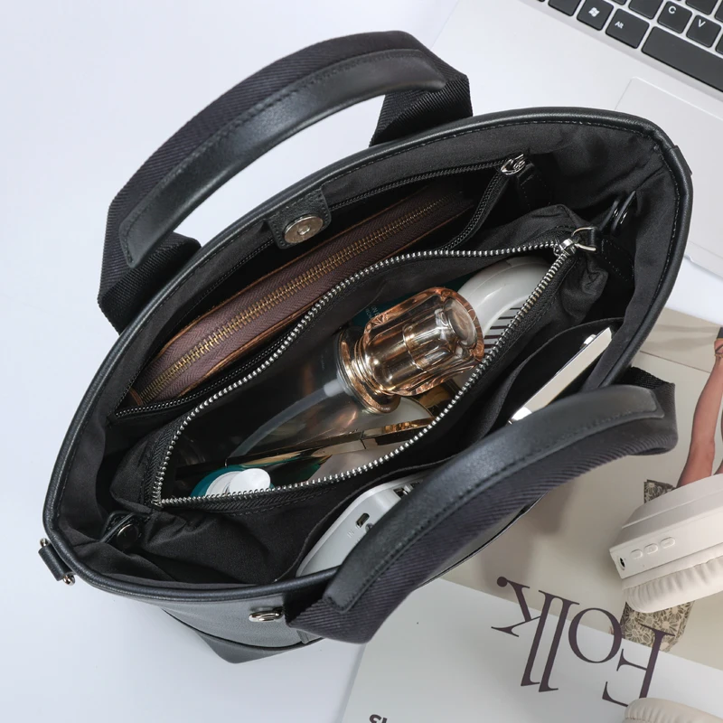 Black Fashion Famale Real Genuine Leather Crossbody Shoulder Bag Handbag Full Grain Leather Bag for Ladies Bucket for Women Bag