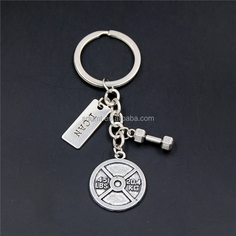 Strength Sports Barbell Dumbbell Charm Weight Fitness Keychain Gym ...