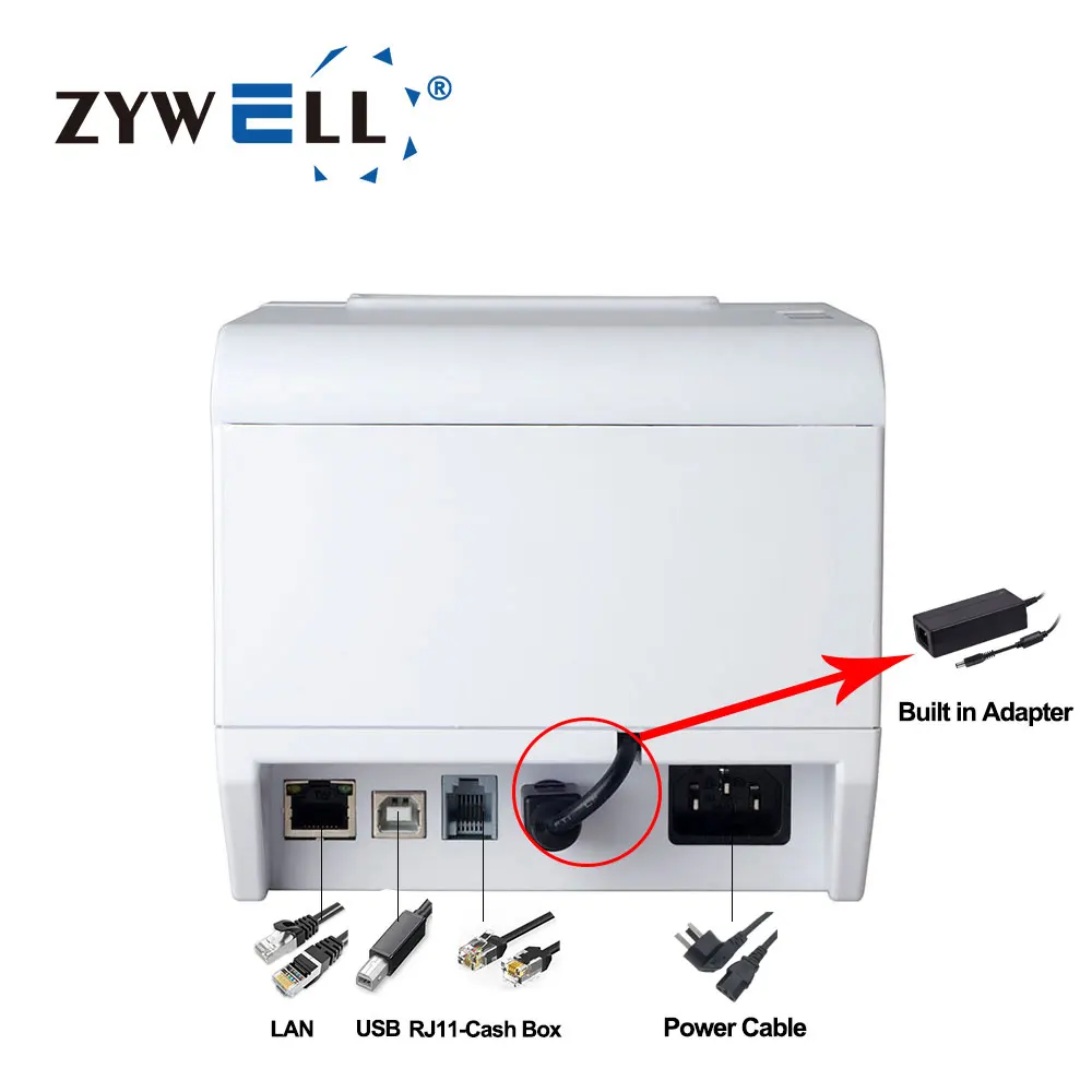 ZYWELL Tablet Auto Cut Mini Ticket Printer 80*80 mm 203dpi bluetooth Thermal Receipt Printer