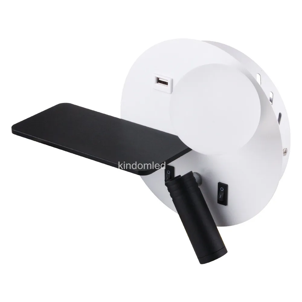 Qualified 5W+3W Hotel or Home Bedside Desk Rotary LED USB Wall Lamp Light