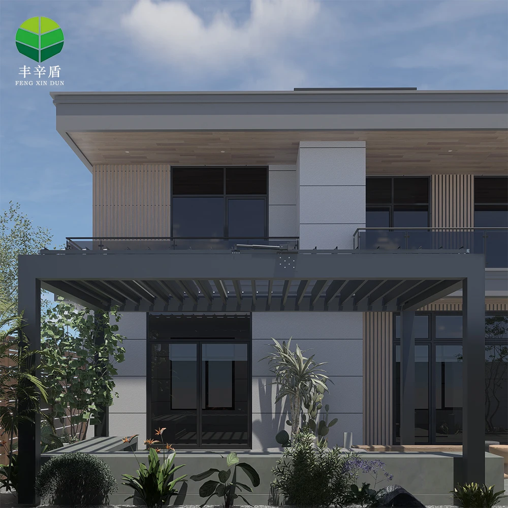 Bioclimatic Waterproof Aluminium Pergola Cover Motorized Exterior Gazebo Louvered Roof Garden Shading Aluminum Powder Coated