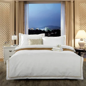 Wholesale Custom 100% Cotton Hotel Bedding Set 4pcs Jacquard Bedsheets King & Queen Sizes Sateen Style Duvet Covers Linen