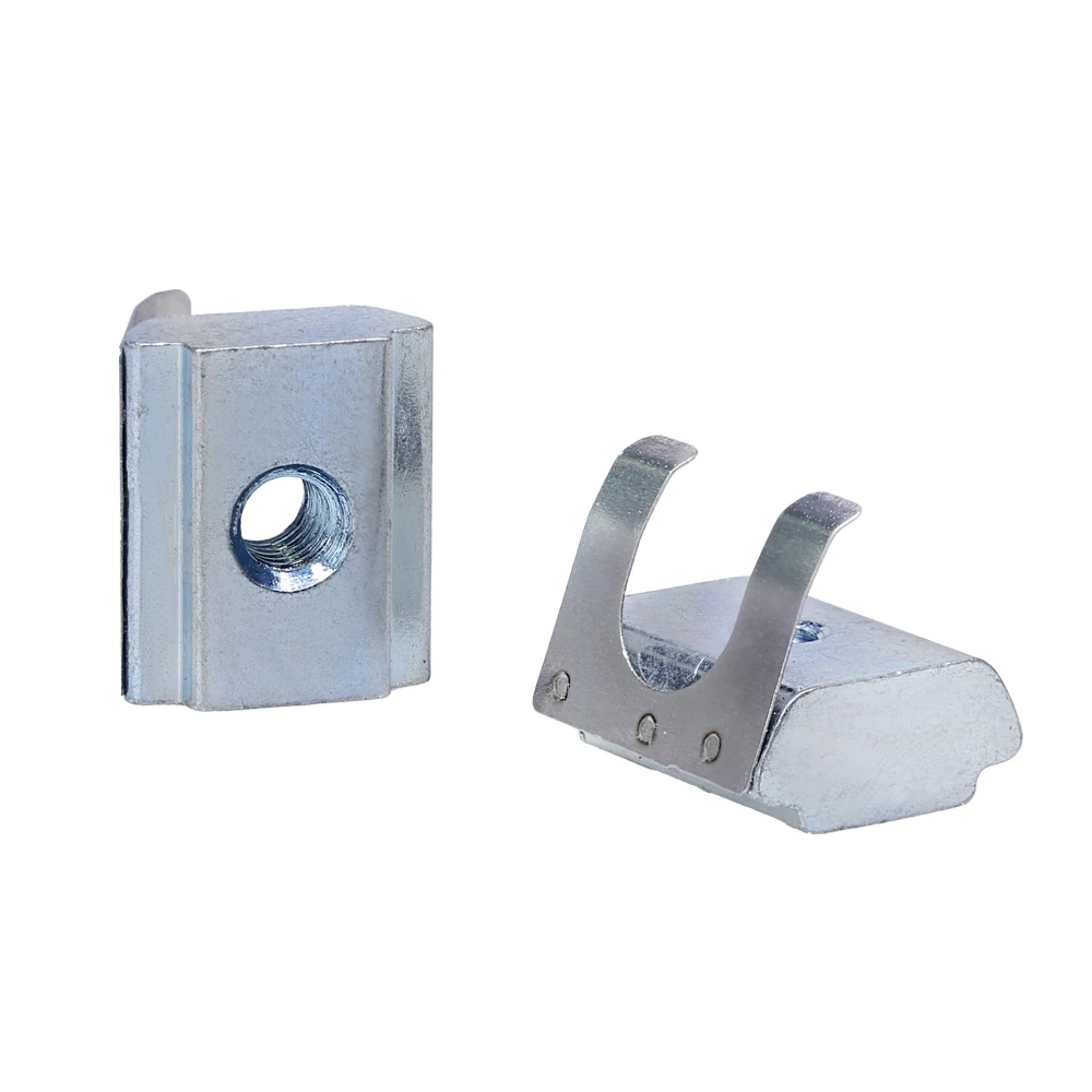 European Standard M4 Carbon Steel Slider Spring Nut T-Shaped Square Block M3 Elastic Nut 3030 Aluminum Profile ANSI JIS