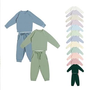 New Arrival Two Piece Set Children Bamboo Baby Sets Clothes Tracksuits Custom Embroidery Kids Baby Boys Clothing Sets