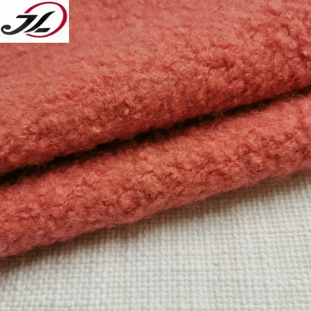 
Wool polyester poly wool blend boucle Circle soft loop yarn wool fabric for coat 