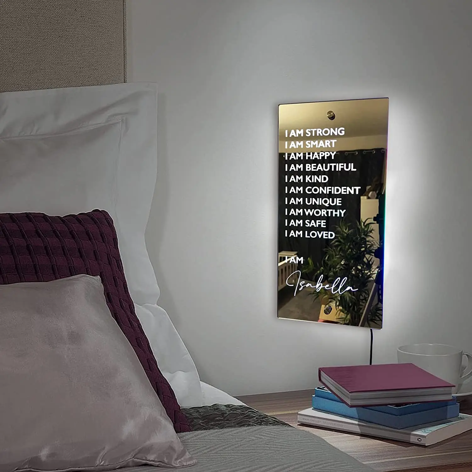 Personalized 10 Selfaffirming Mirror Sentences With Led Lights,Acrylic