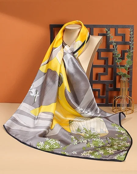 Custom Digital Printing Small Soft Squares Decorative Silk Twill Scarf Silk Scarves Wholesale