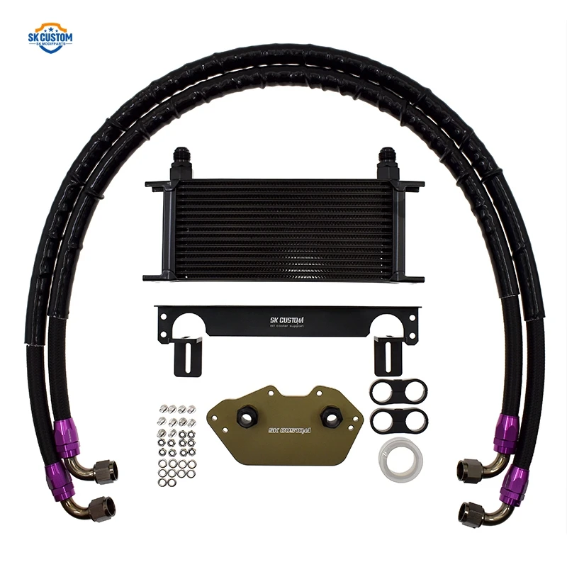 Audi A4L A5 A6 S3 S4 Q7 B8 C7 V6 3.0T EA837 Engine Oil Cooler Kit 15 Rows Oil Radiator Cooler Kit