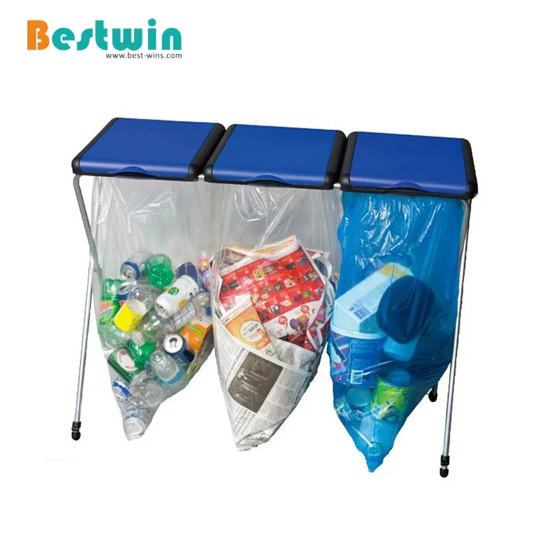 Plastic Compartment Recycling Trash Can Holder Garbage Bag Basket for  Separate Waste Collection