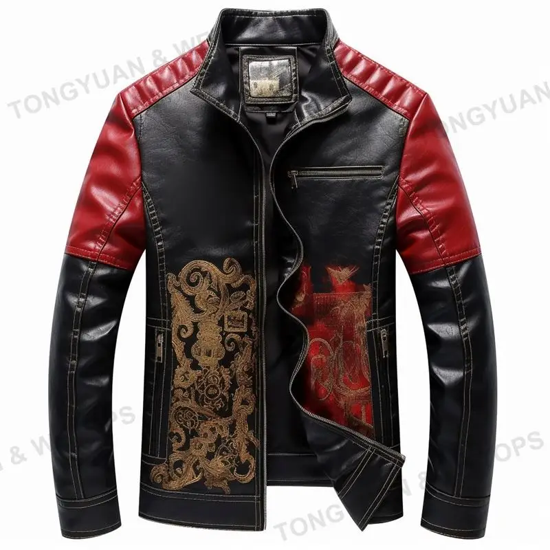 Source Customized Leather Applique Jacket Embroidery Mens Faux