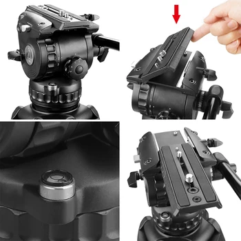 E-IMAGE EG06C2 Carbon Fiber Tripod System With Fluid Head for Camcorder Camera Stand detail image